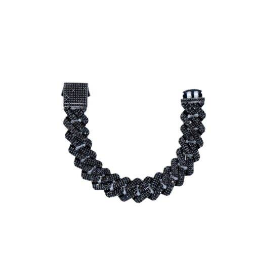 18mm black icedout cuban bracelet