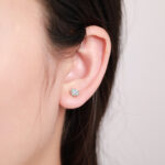 Round Cut Earring in White Gold
