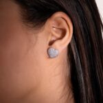 Diamond Heart Earrings in White Gold