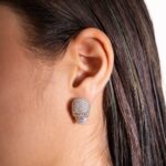 Deathrow Skull earrings in white gold