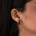 Black Tennis Earring in White Gold