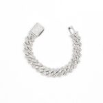 Baguette Cuban Bracelet in White Gold - 14mm