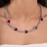 Red Heart Necklace in White Gold
