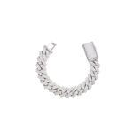 Frosted Cuban Bracelet in White Gold - 16mm